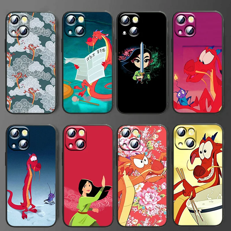 

Disney Mulan Animation For Apple iPhone11 12 13 Pro Mini X XR XS Max 7 8 Plus Black luxury Silicone Soft Phone Case