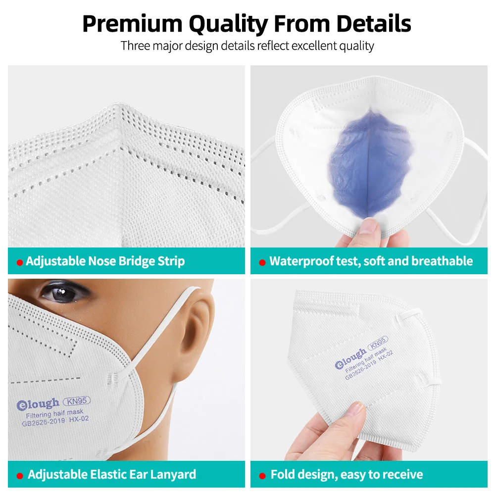 Elough 5 Layers KN95 Mascarillas Certificadas White Resuable FFP2 Masks FFP2Mask CE Approved FPP2 Mask FFP 2 FFP3 | Красота и