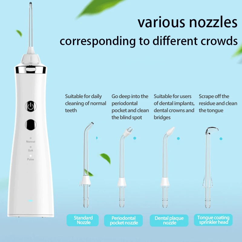 

USB Rechargeable Oral Irrigator Rotatable Nozzle with DIY Mode Portable Dental Water Jet Waterproof for Home Travel