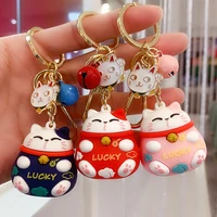 new cartoon fortune lucky cat keychain cute ins keyring best christmas gift ornaments car accessories