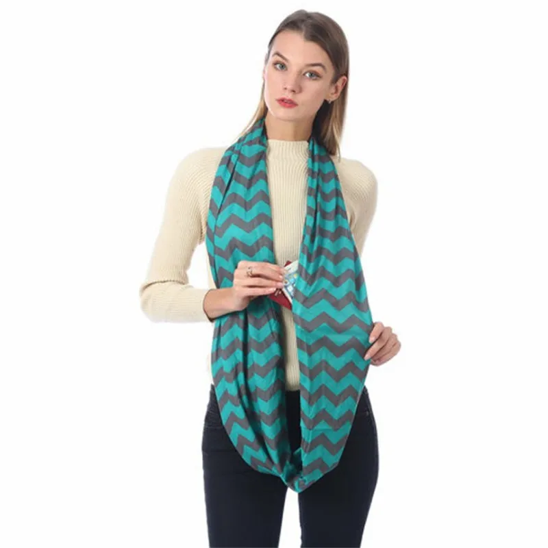 Женский шейный платок с принтом в виде шеврона и волн |