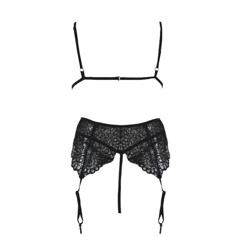 

Sexy Ultra-thin Lace Lingerie Garter Belt Temptation Suit Women Exotic Lingerie Set Porno Underwear Bikini Bra G String Thongh