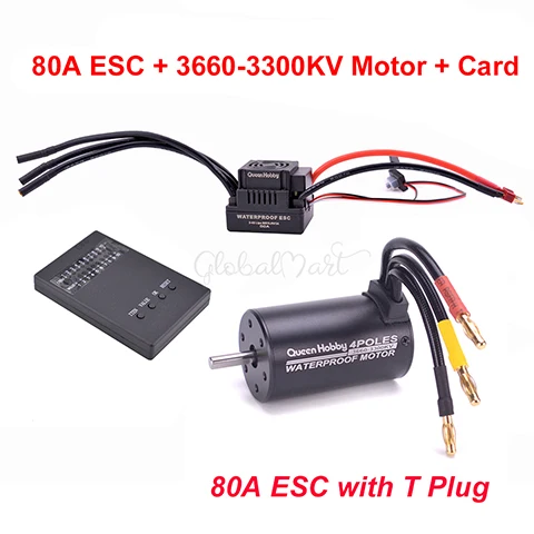 80A 3660-3300KV Card Водонепроницаемый 3660 3300KV 3800KV/3670 2150KV 2650KV бесщеточный мотор S-80A 80A S-120A 120A бесщеточный ESC комбо набор для 1/8 RC автомобиль - Цвет: 80A 3660-3300KV Card