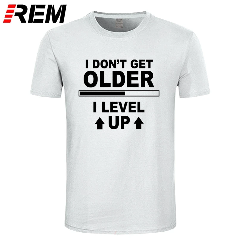 Мужская футболка с забавным принтом REM New I Don't Get Older Level Up летняя хлопковая