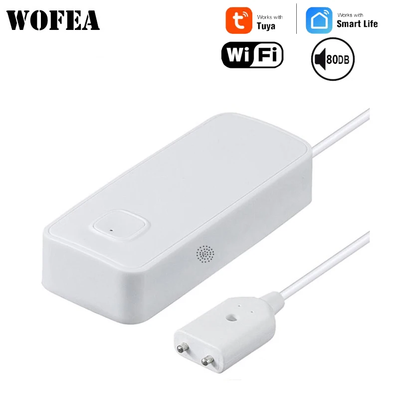 

Wofea Wifi Water Leakage Sensor Detector 80db Alarm Sound APP Notice Work Wth Tuyasmart Smartlife Low Battery Alter