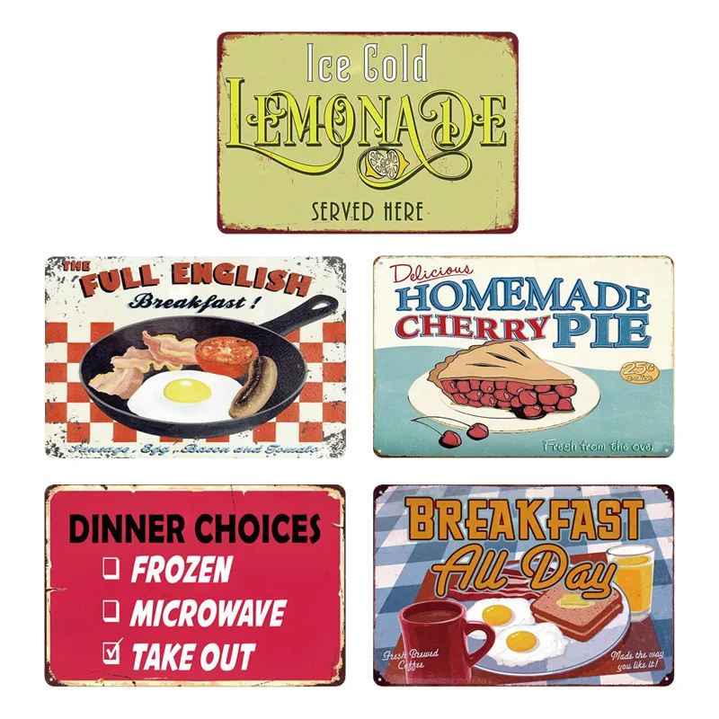 

Restaurant Decor Vintage Tin Sign Retro Metal Sign Plaque Vintage Cafe Bistro Wall Decor for Dining Room Decorative Metal Plate