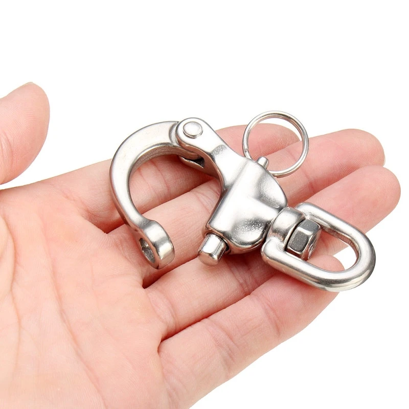 

1PC 316 Steel 70mm Swivel Jaw Snap Shackle Buckle Twist S-Ring shackle Bail Fixed B6A0