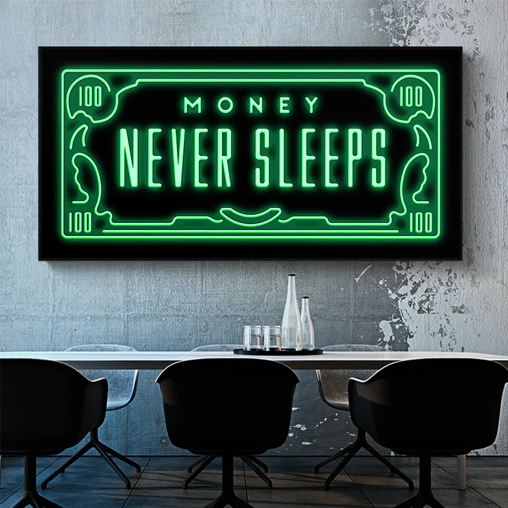 

Green Flash Money Modern Popular Culture Style Street Inspirational Wall Art Canvas Posters for Home Decor