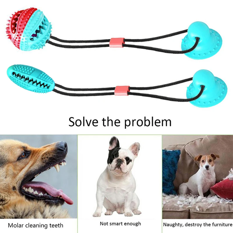 

Molar Bite Pet Dog Toys Suction Cup Extra-tough Rubber Ball Toy Leakage Food Toys Tooth Cleaning Ball Of Food Pet Supplies