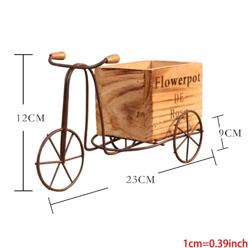 

2021 New Pastoral Iron Bicycle Flower Stand Indoor Swing Table Tricycle Wooden Flower Pot Stand Home Desktop Garden Decoration