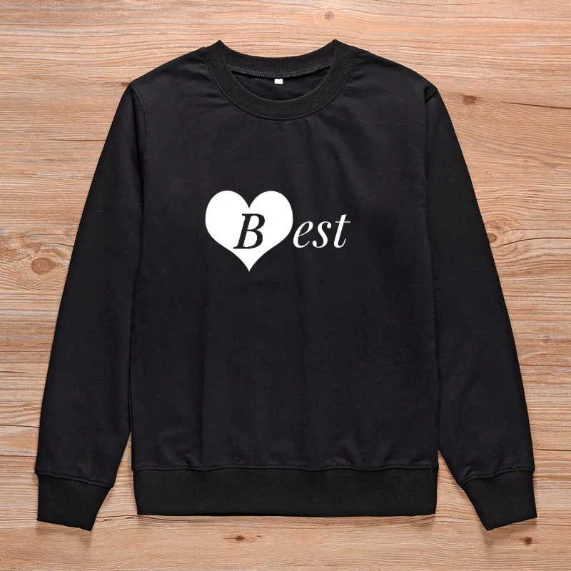 ONSEME Best Frieds Forever Print Harajuku Толстовка для женщин 80s 90s свитшот в стиле грандж лучшие друзья соответствующие BFF Friend Топы S-31 - Цвет: Black-Best