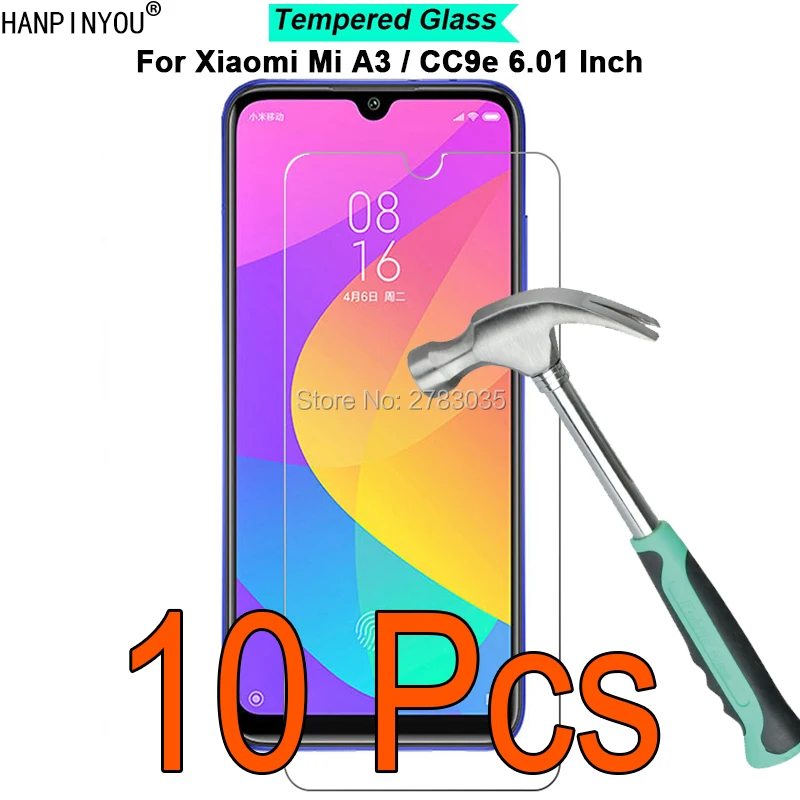 

10 Pcs/Lot For Xiaomi Mi A3 / CC9e 6.088" 9H Hardness 2.5D Ultra-thin Toughened Tempered Glass Film Screen Protector Guard