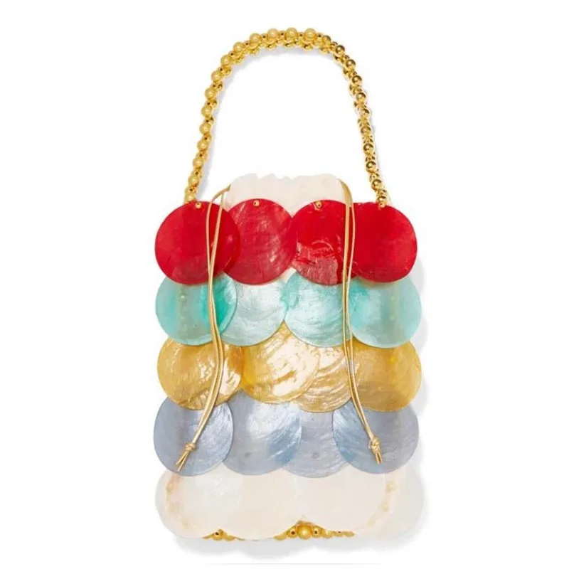 Женская сумка-клатч из натуральной кожи расшитая бисером с жемчужинами и