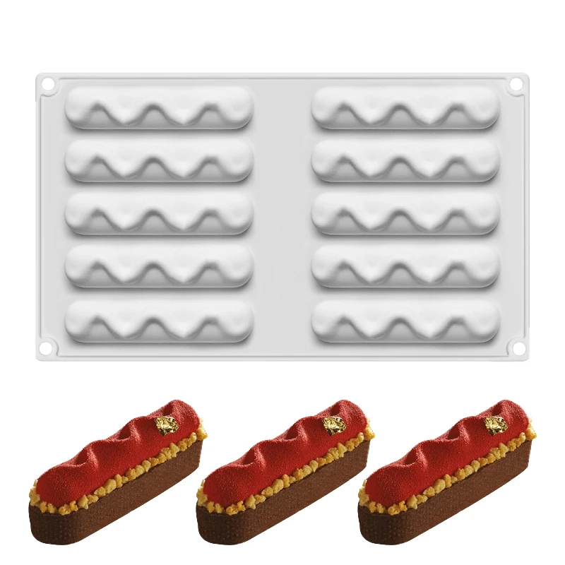 Yiwumart 8 Holes Wave Oval Curved Molds Silicone Mold Cake Decorating Tools For Baking Dessert Mould Mousse Chocolate Pan | Дом и сад
