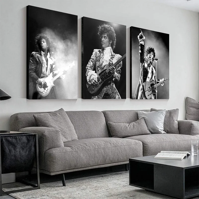 

Prince Rogers Nelson Wall Art Poster America Singer Star Figure Canvas Painting Black White Wall Pictures for Living Room Decor