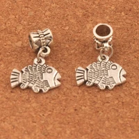 100pcs 25 2x17 2mm zinc alloy flounder fish big hole beads dangle fit european charm bracelets jewelry diy b036