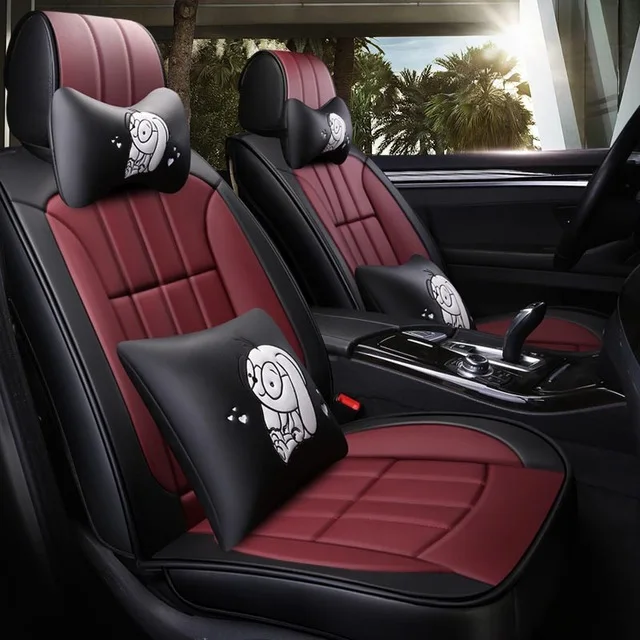 Cartoon Роскошные кожаные чехлы для сидений автомобиля toyota lc200 mark 2 premio prius 20 30 rav 4 rav4 tundra venza verso - Название цвета: Cartoon