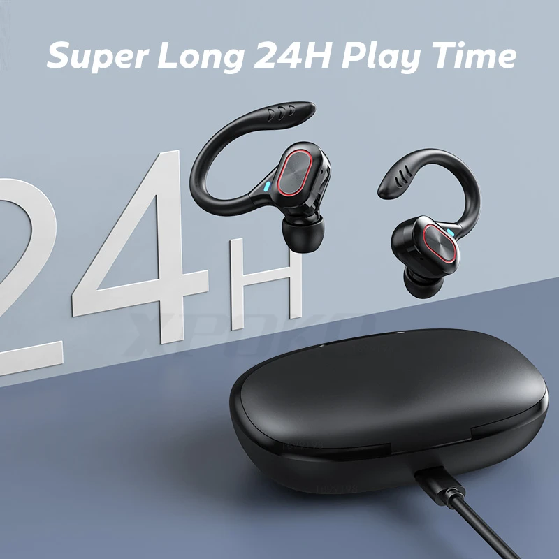 TWS Earphones Bluetooth-compatible With Microphones Sport Ear Hook LED Display Wireless Headphones Earbuds Waterproof Headsets enlarge
