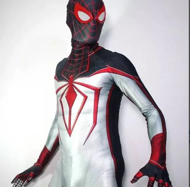 

PS5 Insomniac Miles Morales Track Costume Cosplay Superhero Zentai Jumpsuit Bodysuit Halloween Costume Disfraces For Adult/kids