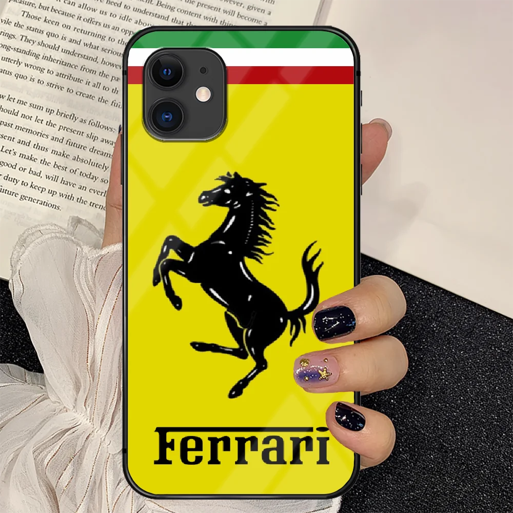 

Supercar Sporting Car Ferrari Phone Tempered Glass Case Cover For IPhone 6 6S 7 8 11 12 X Xr Xs Se 2020 Pro Max Plus Mini Etui