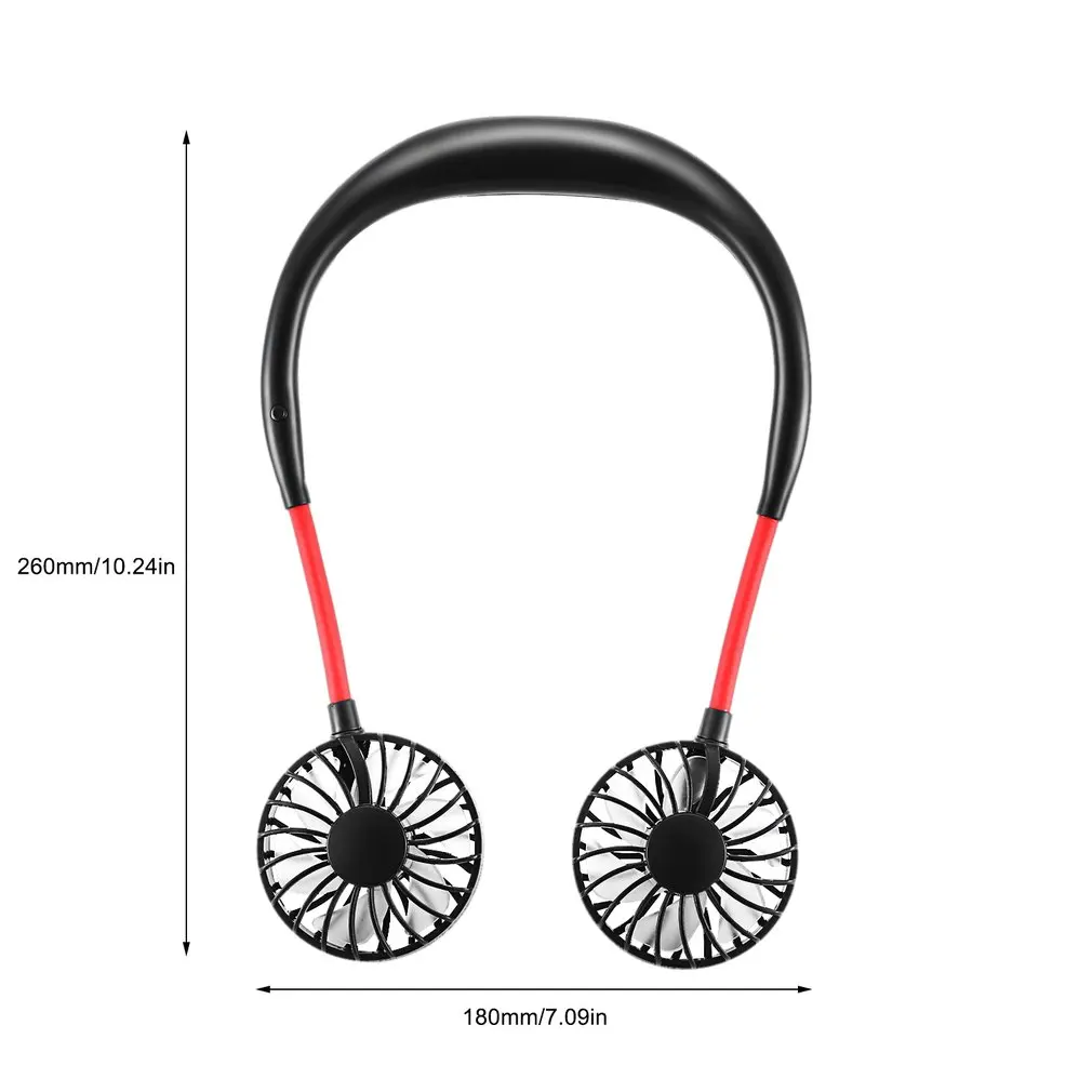 

USB Portable Fan Hands Free Neck Fan Hanging Rechargeable Mini Sports Fans Personal Mini 3 Speed Adjustable For Home Office