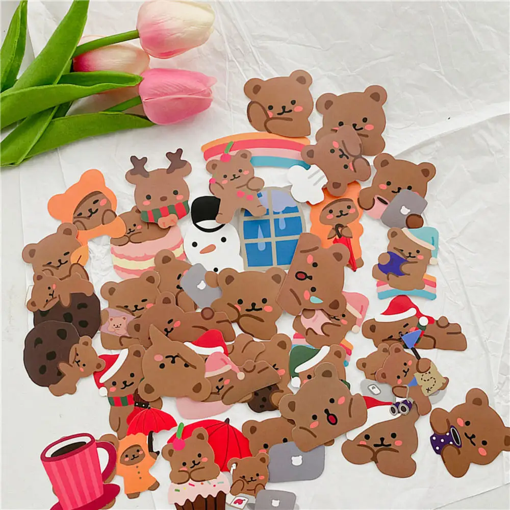 

60 шт./упак. Милая легкая наклейки "медведь" декоративные Стикеры для скрапбукинга в Корейском стиле DIY дневник альбом ярлыком милые канцеляр...