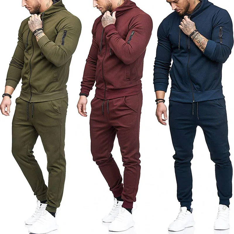 

Spring and Autumn Men's Warm Clothes Zipper Hoodie Sweatpants Leisure Sports Suit Fitness Men's Clothing Running Suit Hiking Cyc