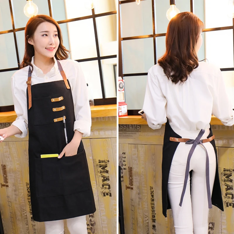 Фартук из чистого хлопка с индивидуальным принтом логотипа корейская мода | Дом и