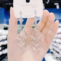2022 new fashion geometric tassel ladies earrings temperament diamond inlaid fashion jewelry mom gift woman earrings