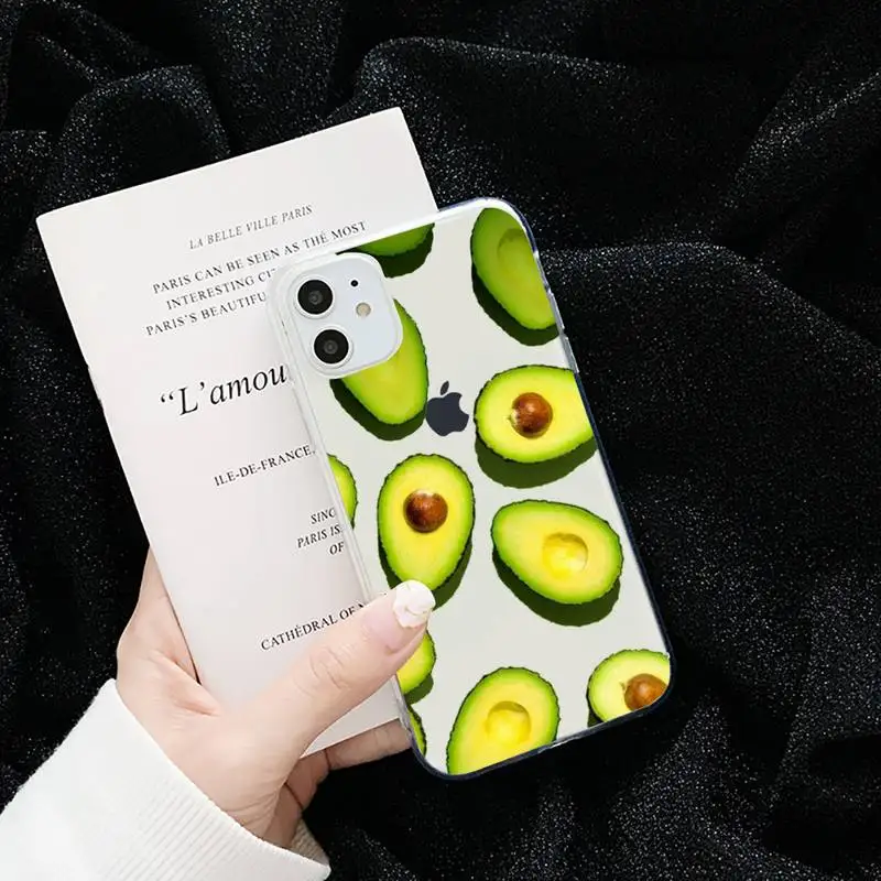

Cartoon Cute Avocado funny Phone Case Transparent for iPhone 6 7 8 11 12 s mini pro X XS XR MAX Plus cover funda shell