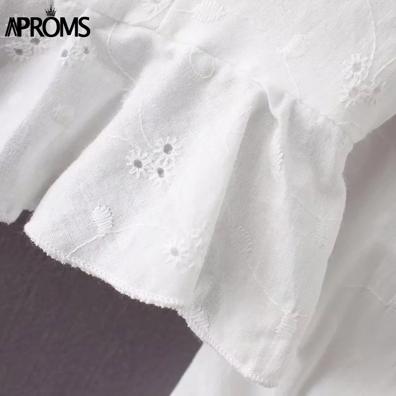 Aproms Сексуальная квадратная шея с длинным рукавом Кружева крючком блузка рубашка