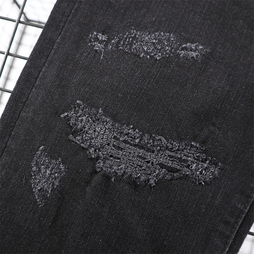 

Damage hole Distressed Represent Denim Pants Men Women 1:1 Slim-fit Stretch Jean Washed Old Top Version Represent Jean