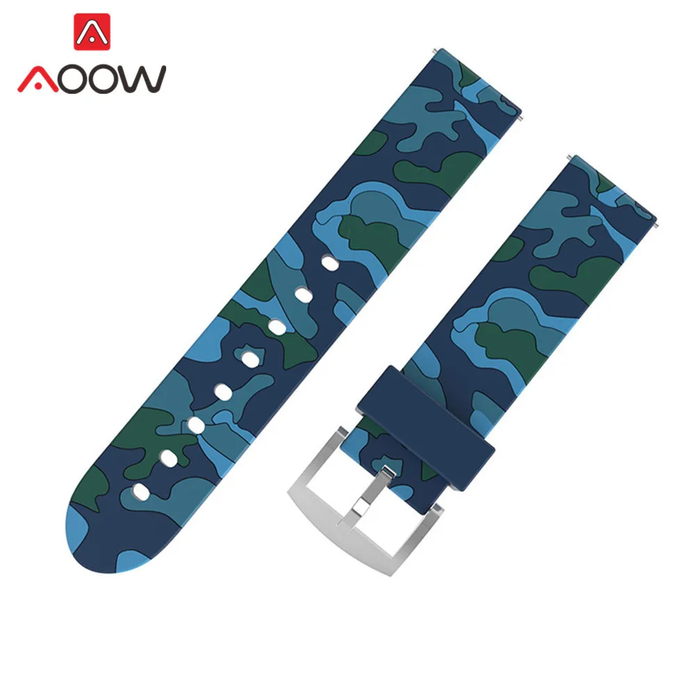 20mm 22mm High Quality Silicone Watchband for Samsung Galaxy Active 42mm 46mm Soft Camouflage Strap Bracelet Band for Gear S2 S3
