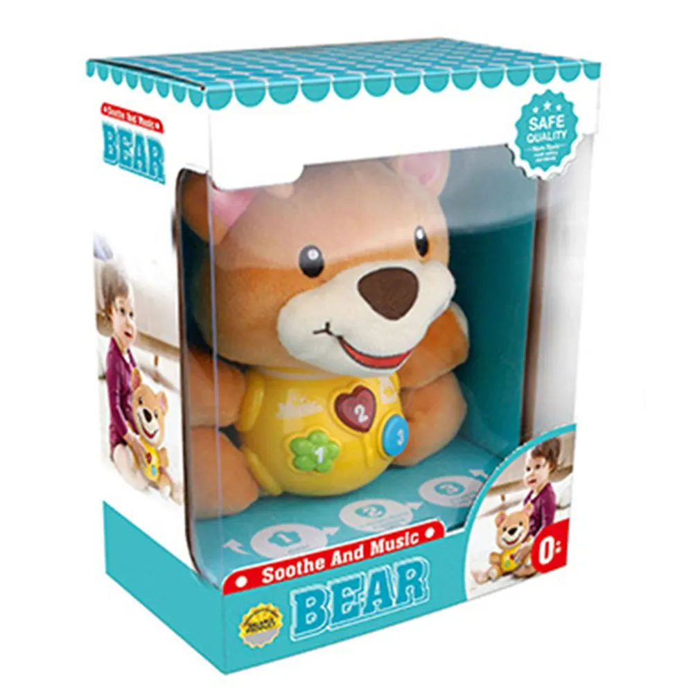

Плюшевая игрушка для малышей, плюшевый медведь, узор, музыкальная игрушка для новорожденных, игрушка для младенцев, милая мягкая игрушка, во...