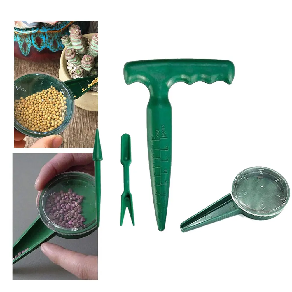 

New 4PCS Durable Seedling Tool Transplanting Gardening Puncher Seed Dispenser Dibber Widger Planter Seeder Sower Tools Kit