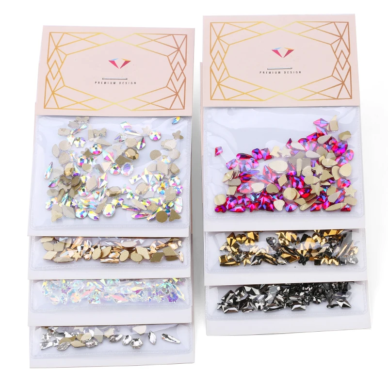 

100pcs Mix Shape Crystal Glass Nail Art Accessories Rhinestone Clothing Decoration Flatback Beads For DIY Personality Design
