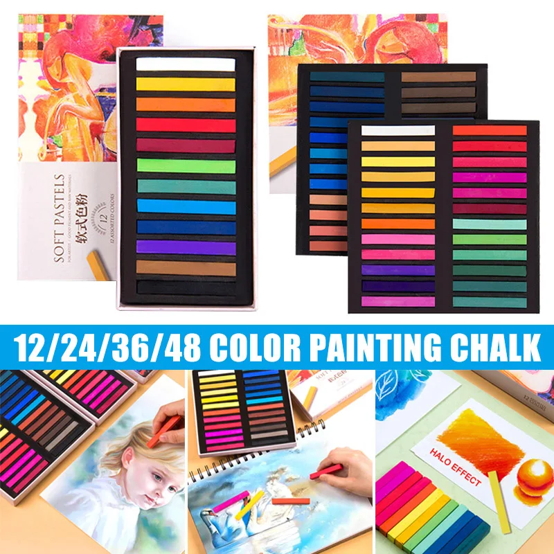 

Soft Pastel Set Square Pastels Chalks Square Artist Pastel Set Box of 12/24/36/48 Assorted Colors Art Supplies Drawing Set