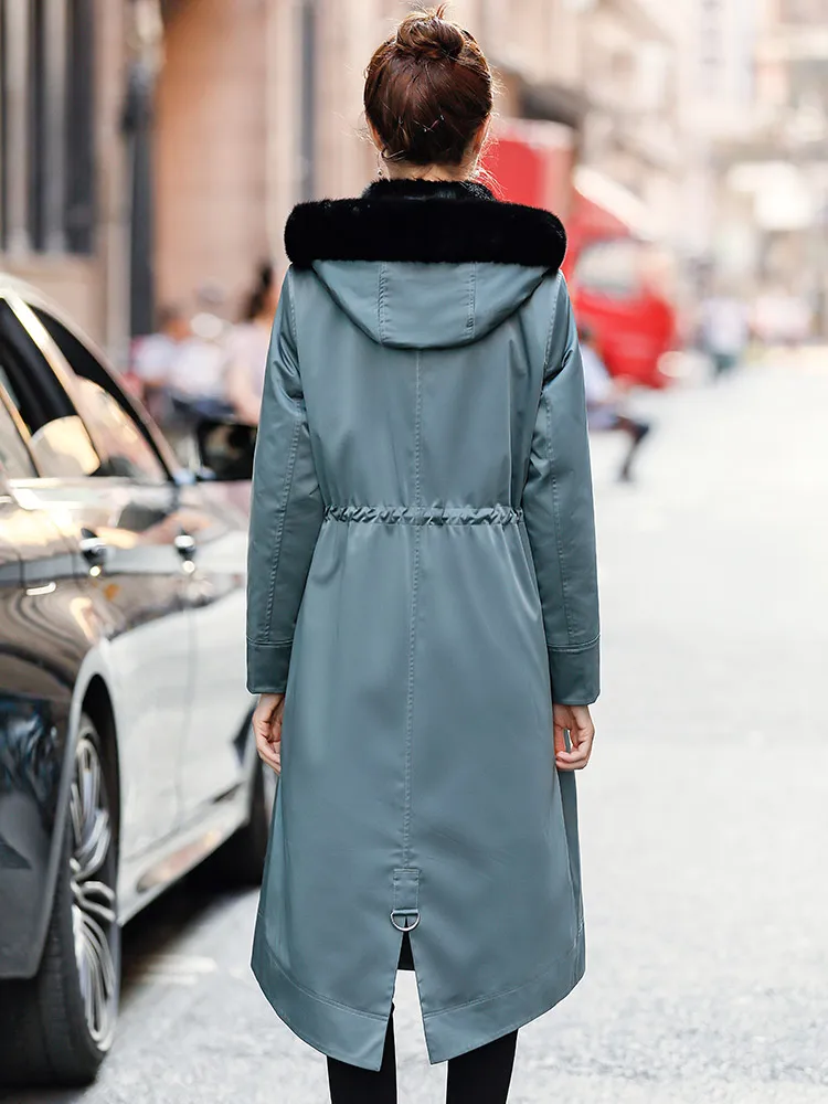 

JCHB 2021 fashion mink fur fur coat whole mink Pi overcome fur overcome coat women's hooded