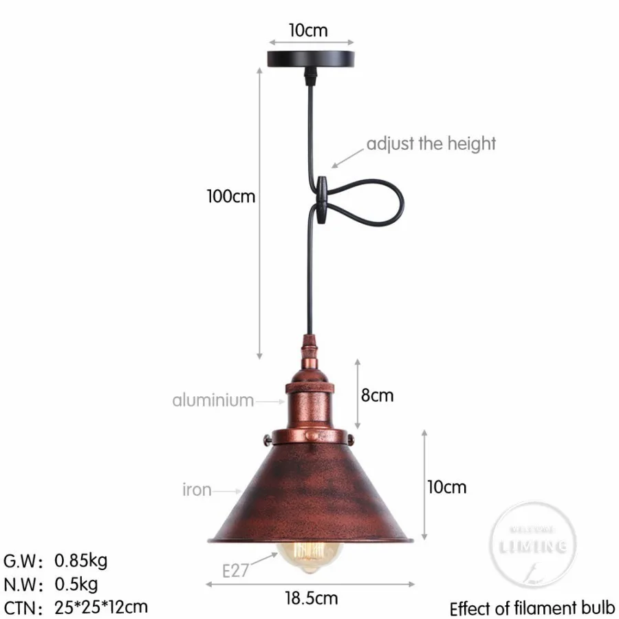 

Led Rust Loft Vintage Industrial Pendant Light Nordic Retro Iron Lights Edison Lamp Lighting Fixture For Cafe Bar Home Lighting