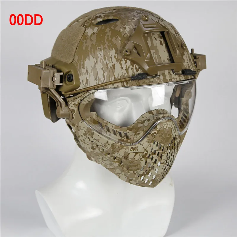 00DD New Military Tactical Protective Helmet Airsoft Full Face Protection with Goggle Len Full Face Motorcycle Helmet - Цвет: 00DD