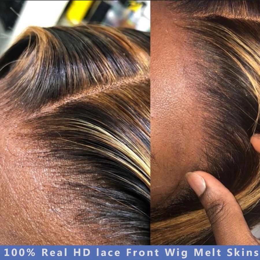 

Invisible13x4 Full Lace Frontal HD Lace Frontal Wig Highlight Wigs Melt Skin Pre Plucked Bleached Knots 5x5 HD Lace Closure Wigs