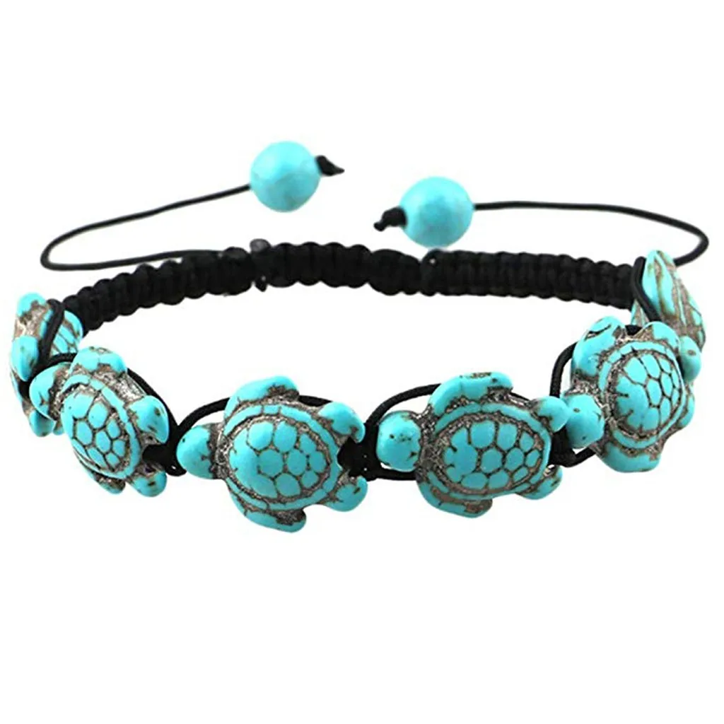 Женский Бирюзовый Браслет подвеска в виде черепахи рыбы медведя|Плетеные