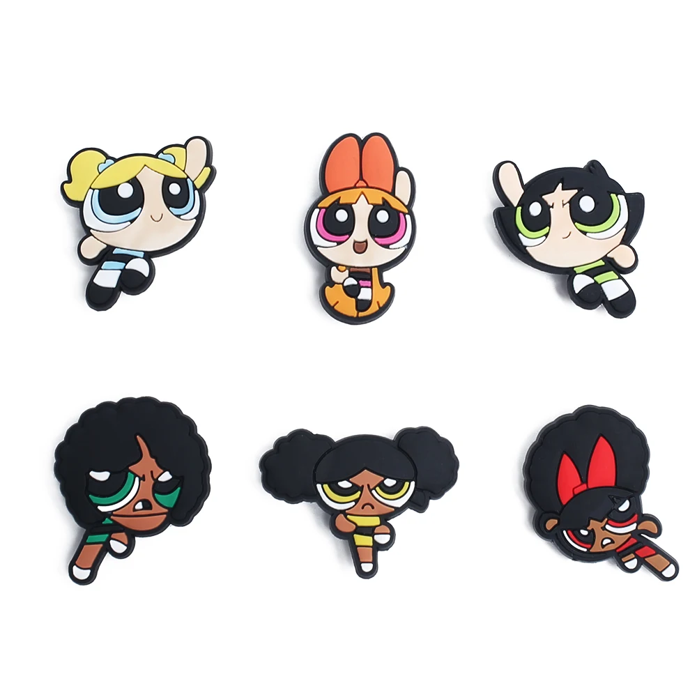 6PCS/lot Cartoon Animation PVC Shoe Charms Accessories DIY Shoe Decoration For Croc Jibz Kids Favor Kawaii Cute X-mas