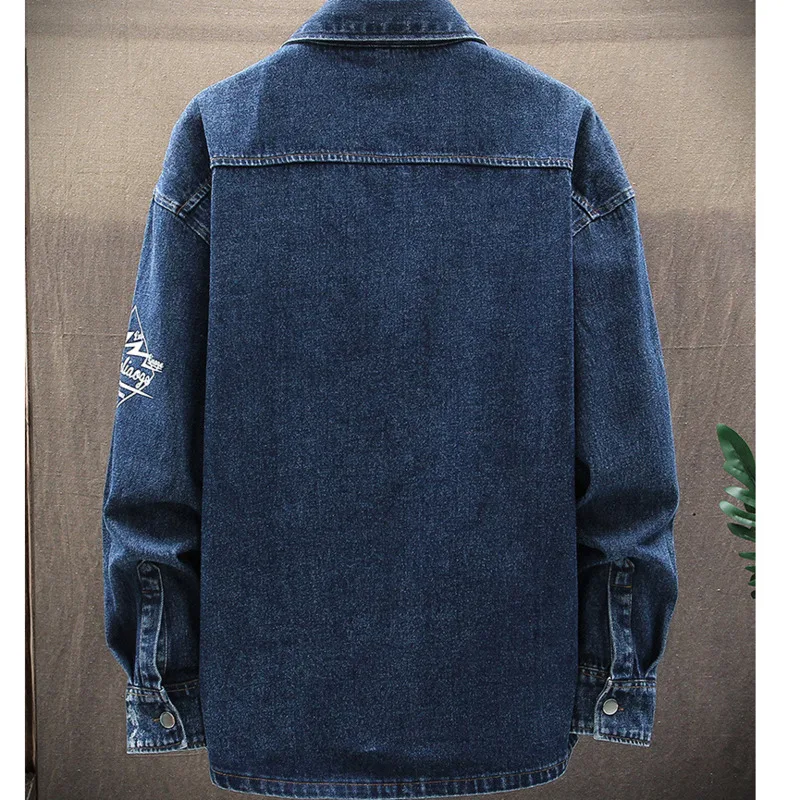 #4728 весна-осень черная синяя джинсовая рубашка мужская хлопок в Корейском стиле с