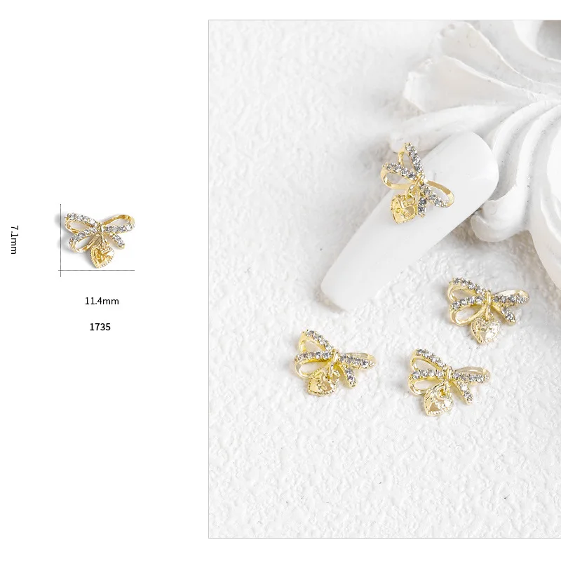 

2PCS of Japanese Nail Art Jewelry Frosted Alloy 3D Finished Ribbon Nail Jewelry Light Luxury Style Nail Decoration Accessories