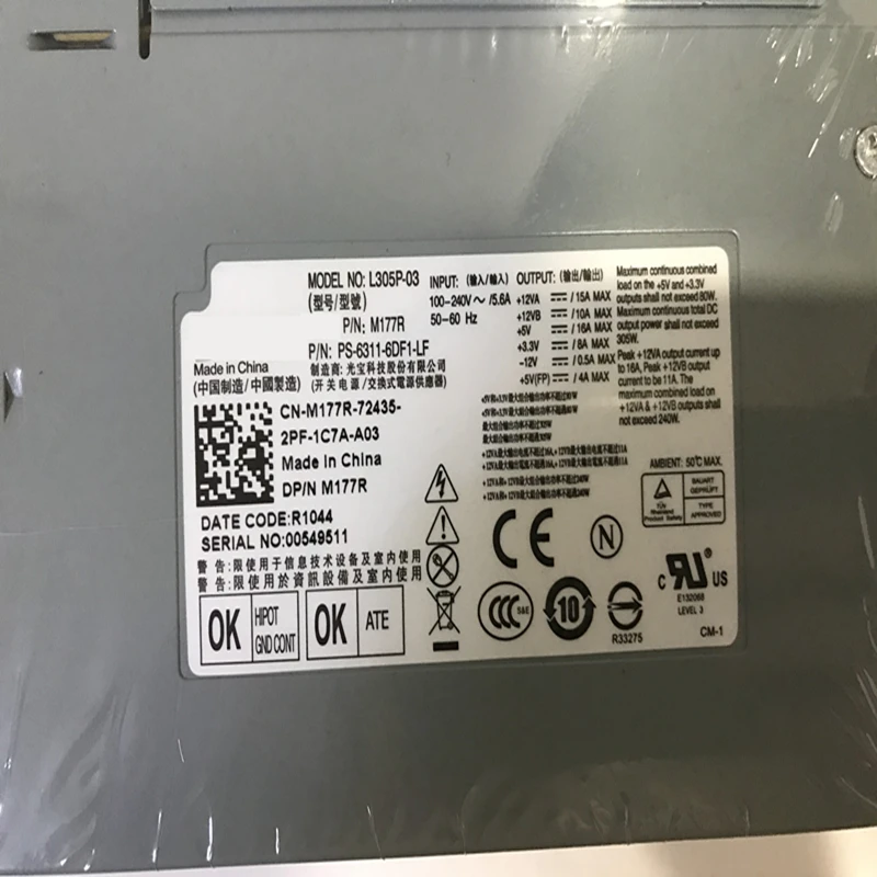 Новый оригинальный блок питания для ноутбука Dell OptiPlex GX980 760 780 305W Питание L305P-00 L305P-03