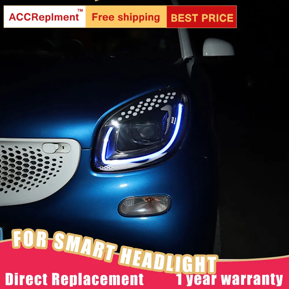 2 шт. светодиодный фары для Benz Smart- светодиодный Автомобильные фары ангельские глазки комплект ксеноновых фар, Высокопрочная конструкция протовотуманная подсветка Габаритные огни