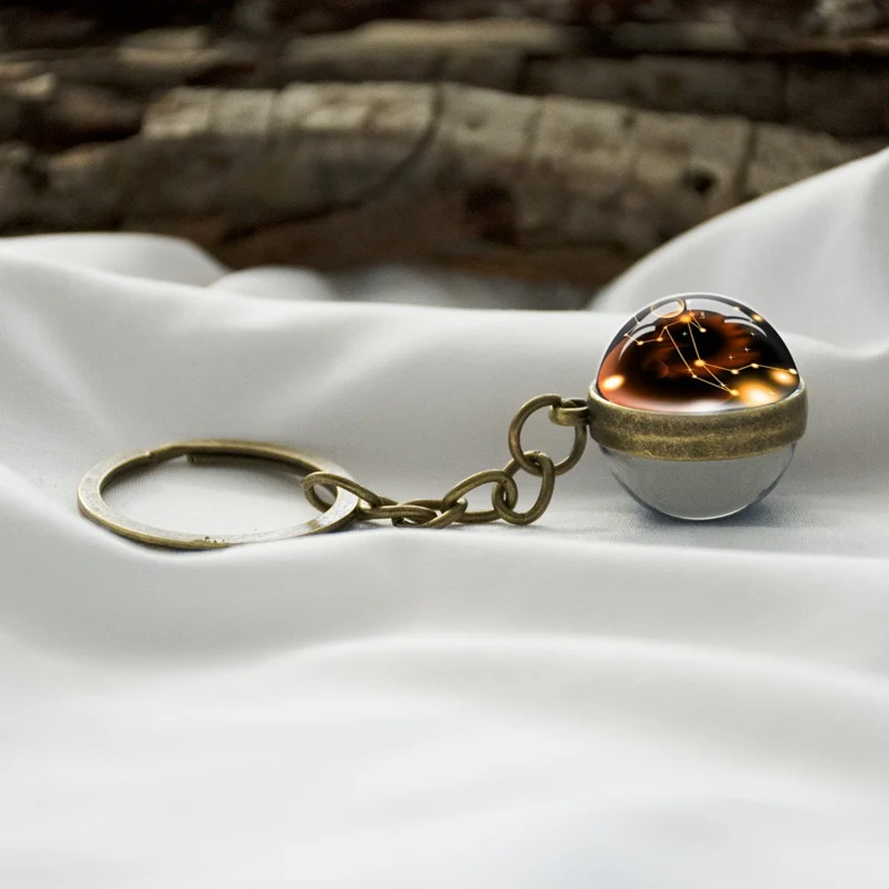 12 Знак зодиака Стекло мяч брелок подвеска Для женщин мужчин модные Созвездие