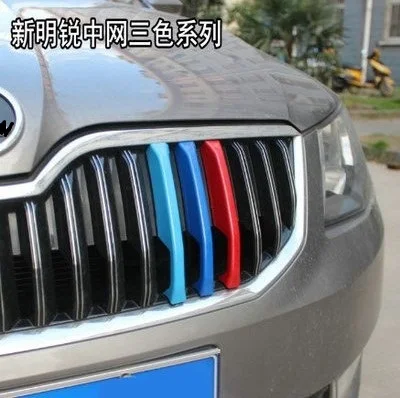 3 шт./лот ABS вида цветов Передняя решетка автомобиля Светоотражающая для Skoda Octavia A7