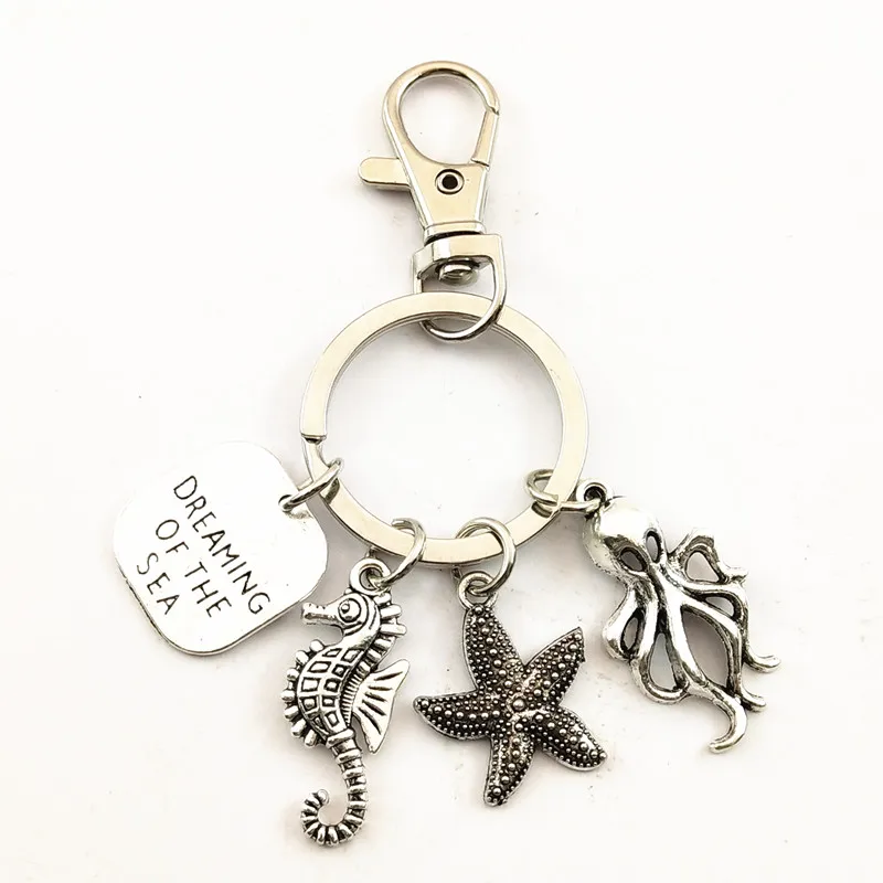 1 шт. брелок в виде морского конька осьминог металлическая подвеска морской